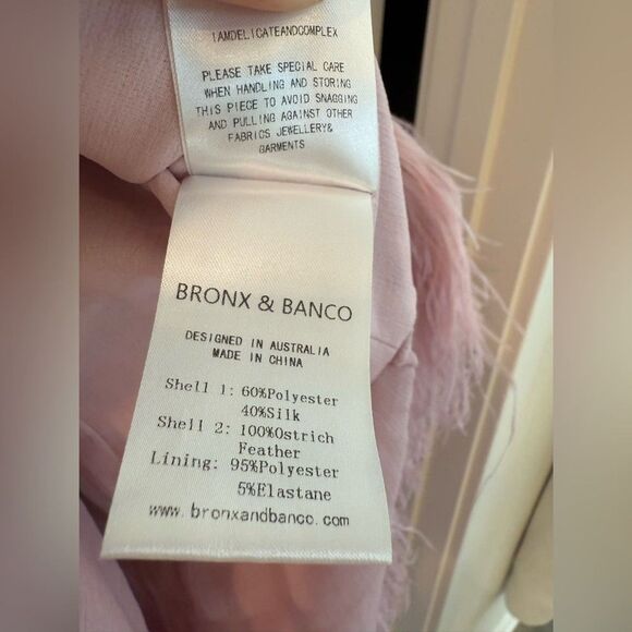 NWOT BRONX AND BANCO Geisha Pink Maxi Dress Feathered Gown | Retail $1100 - Picture 13 of 16